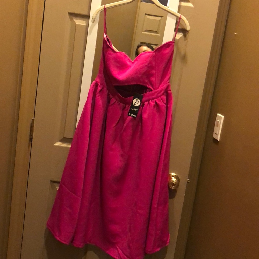 Boohoo pink midi dress